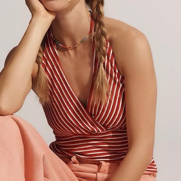 Anthropologie Pilcro High Tide Halter V-Neck Top size L/Large MSRP $58 - Picture 4 of 5